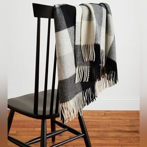 Pendleton Home Collection Black and White Checkered Throw blanket wool 63X52 EUC